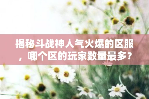 揭秘斗战神人气火爆的区服图片