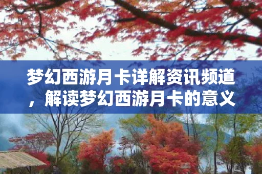 解读梦幻西游月卡的意义与价值图片