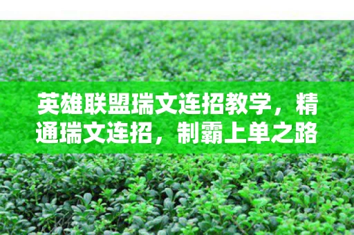 英雄联盟瑞文连招教学图片