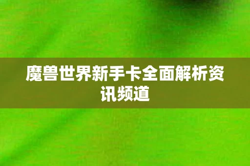 魔兽世界新手卡全面解析资讯频道图片