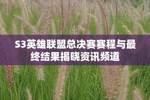 S3英雄联盟总决赛赛程与最终结果揭晓资讯频道图片