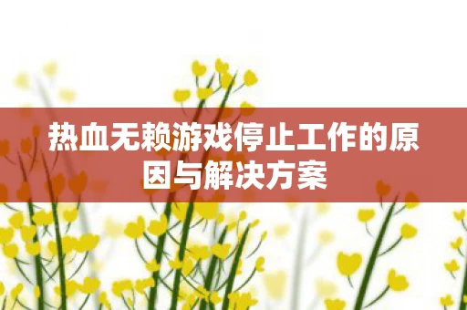 热血无赖游戏停止工作的原因与解决方案图片