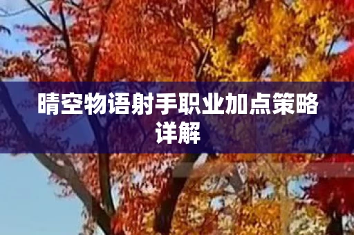 晴空物语射手职业加点策略详解图片