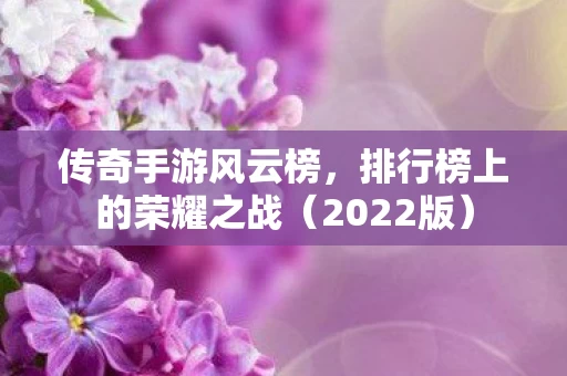 排行榜上的荣耀之战图片