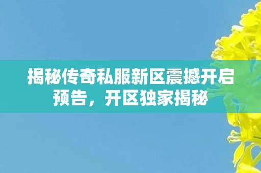 揭秘传奇私服新区震撼开启预告图片