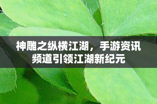 手游资讯频道引领江湖新纪元图片