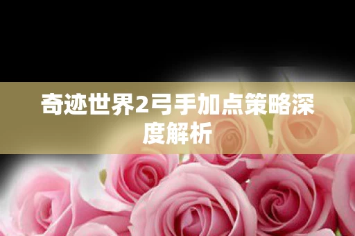 奇迹世界2弓手加点策略深度解析图片