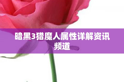 暗黑3猎魔人属性详解资讯频道图片
