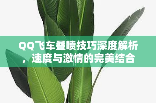 QQ飞车叠喷技巧深度解析图片