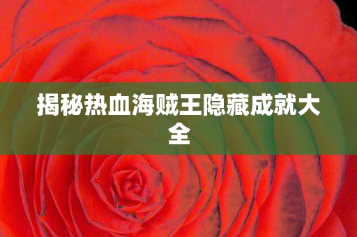 揭秘热血海贼王隐藏成就大全图片