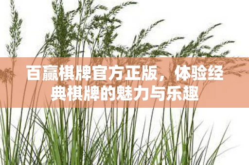体验经典棋牌的魅力与乐趣图片