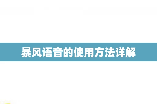 暴风语音的使用方法详解图片