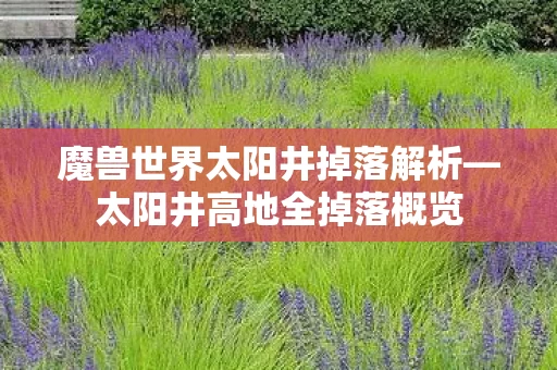 魔兽世界太阳井掉落解析图片