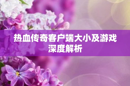 热血传奇客户端大小及游戏深度解析图片