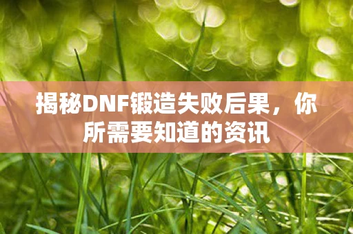 揭秘DNF锻造失败后果图片