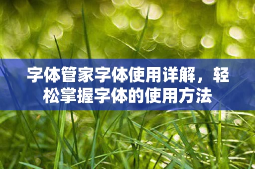 轻松掌握字体的使用方法图片