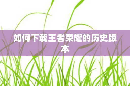 如何下载王者荣耀的历史版本图片