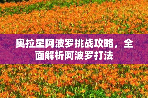 奥拉星阿波罗挑战攻略图片