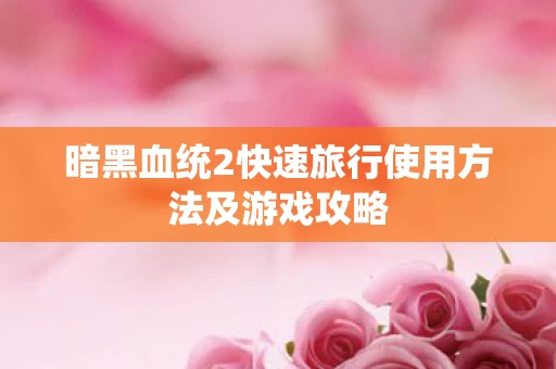 暗黑血统2快速旅行使用方法及游戏攻略图片