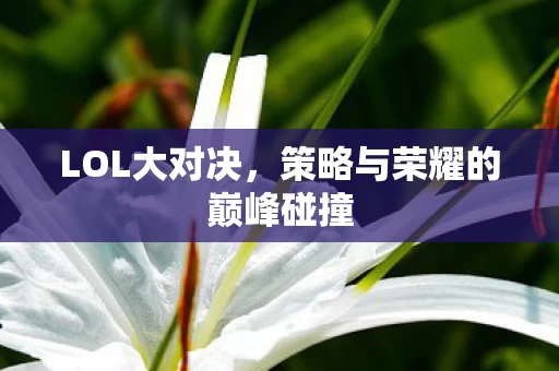 策略与荣耀的巅峰碰撞图片