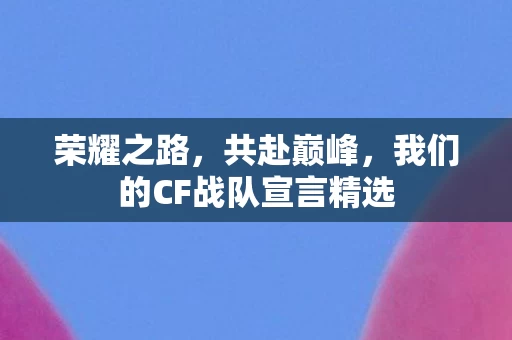 我们的CF战队宣言精选图片
