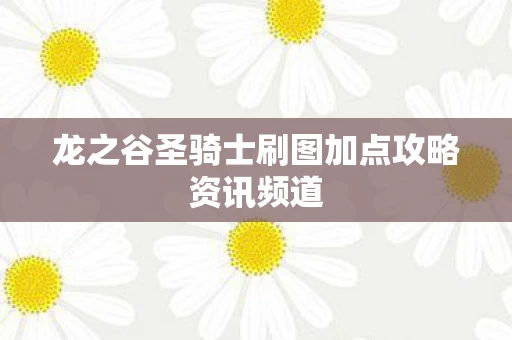龙之谷圣骑士刷图加点攻略资讯频道图片