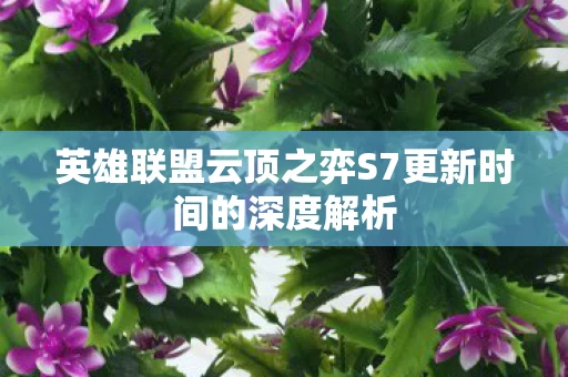英雄联盟云顶之弈S7更新时间的深度解析