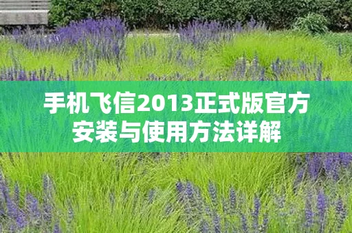 手机飞信2013正式版官方安装与使用方法详解图片
