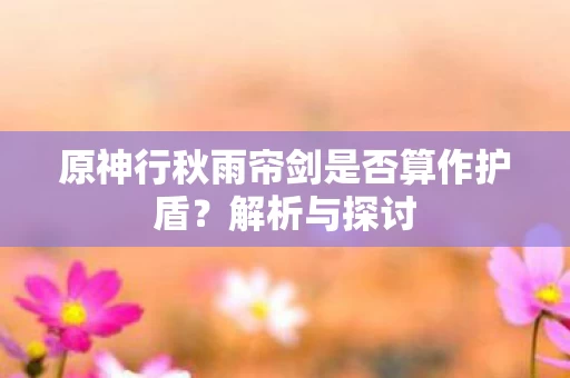 原神行秋雨帘剑是否算作护盾图片