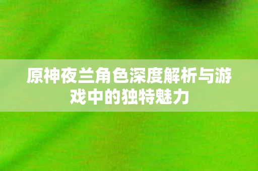 原神夜兰角色深度解析与游戏中的独特魅力图片