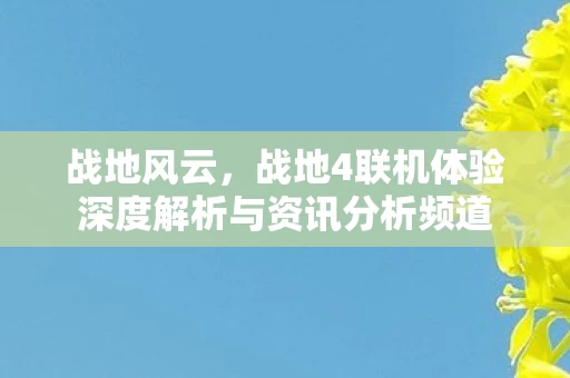 战地4联机体验深度解析与资讯分析频道图片
