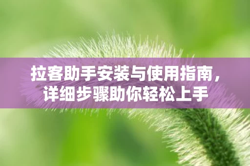 拉客助手安装与使用指南图片