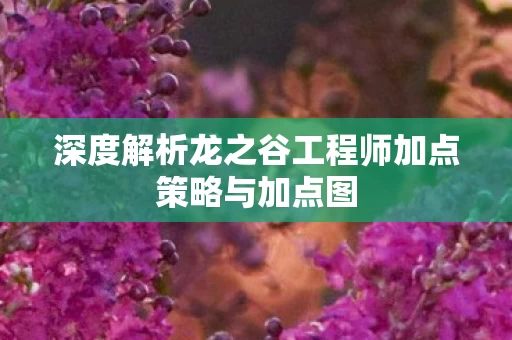 深度解析龙之谷工程师加点策略与加点图图片