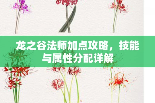 龙之谷法师加点攻略图片