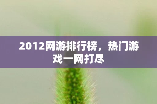 2012网游排行榜图片