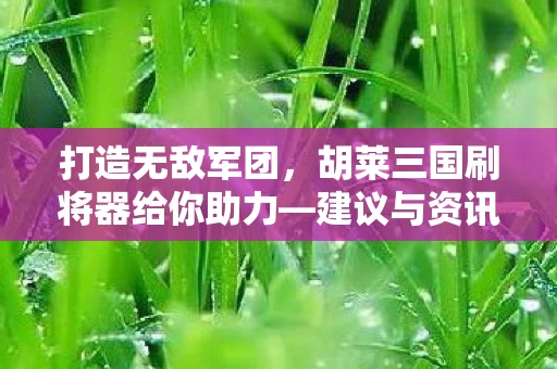 胡莱三国刷将器给你助力图片