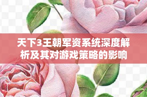 天下3王朝军资系统深度解析及其对游戏策略的影响图片