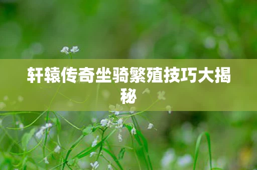 轩辕传奇坐骑繁殖技巧大揭秘图片