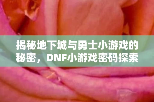 揭秘地下城与勇士小游戏的秘密图片