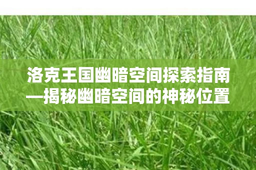 洛克王国幽暗空间探索指南图片