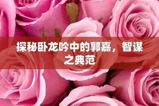 探秘卧龙吟中的郭嘉图片