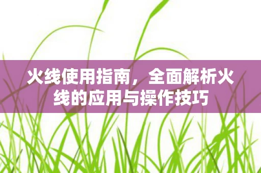 全面解析火线的应用与操作技巧图片