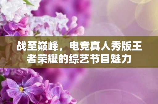电竞真人秀版王者荣耀的综艺节目魅力图片