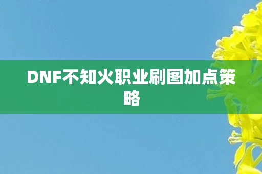 DNF不知火职业刷图加点策略图片