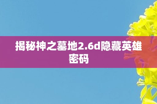 6d隐藏英雄密码图片