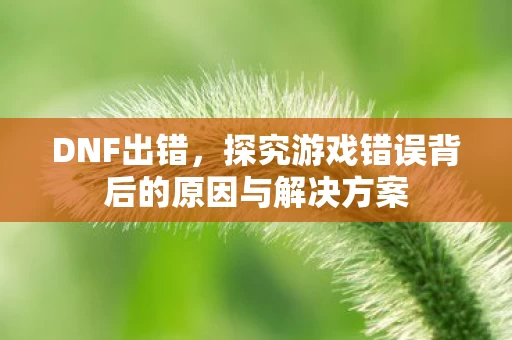 探究游戏错误背后的原因与解决方案图片