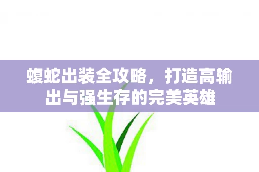 打造高输出与强生存的完美英雄图片