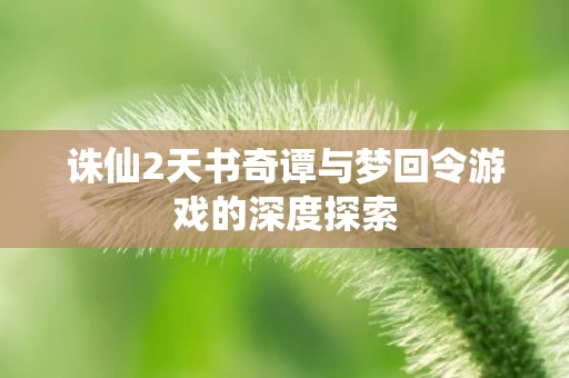 诛仙2天书奇谭与梦回令游戏的深度探索图片