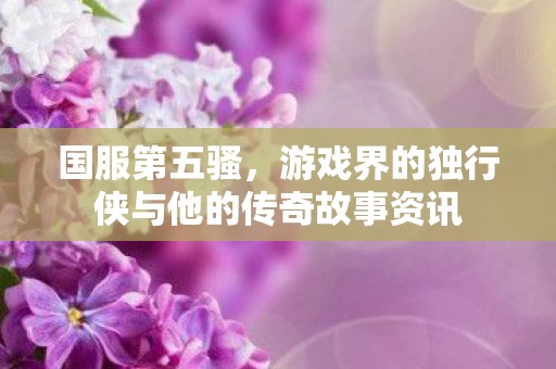 游戏界的独行侠与他的传奇故事资讯图片