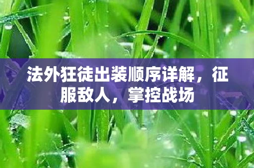 法外狂徒出装顺序详解图片